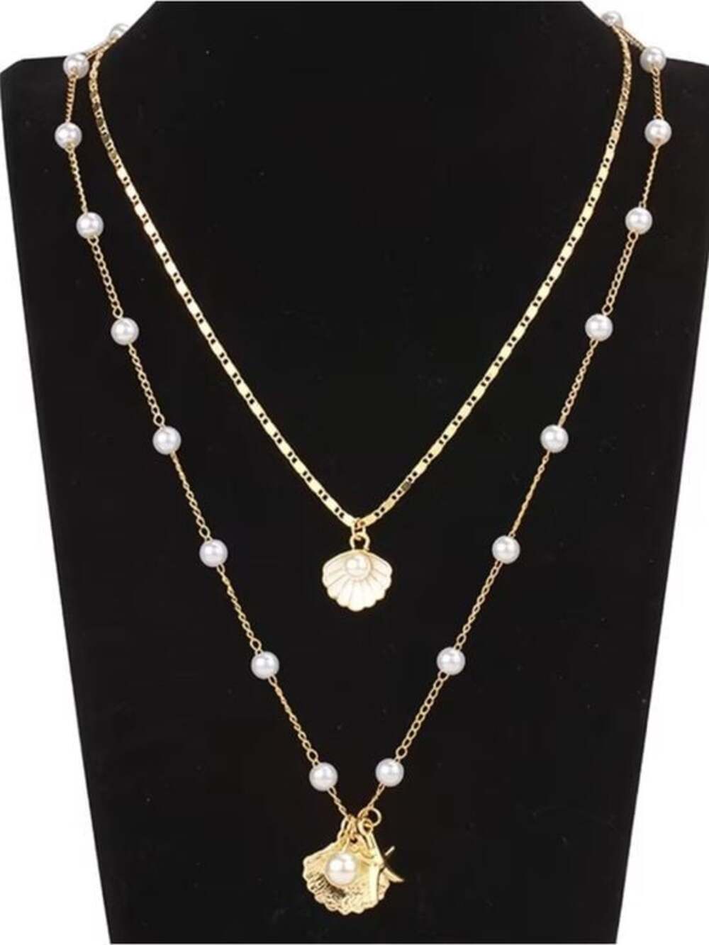 Gold Layered Pearl Shell Pendant Necklace - Women Jewelry - Picture 2 of 8